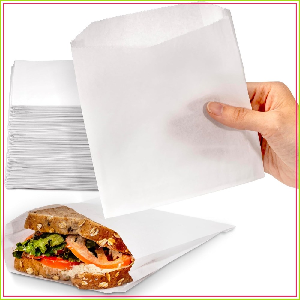 Food Snacks Images - 200 Pack Greaseproof Sandwich Bags 7x6
