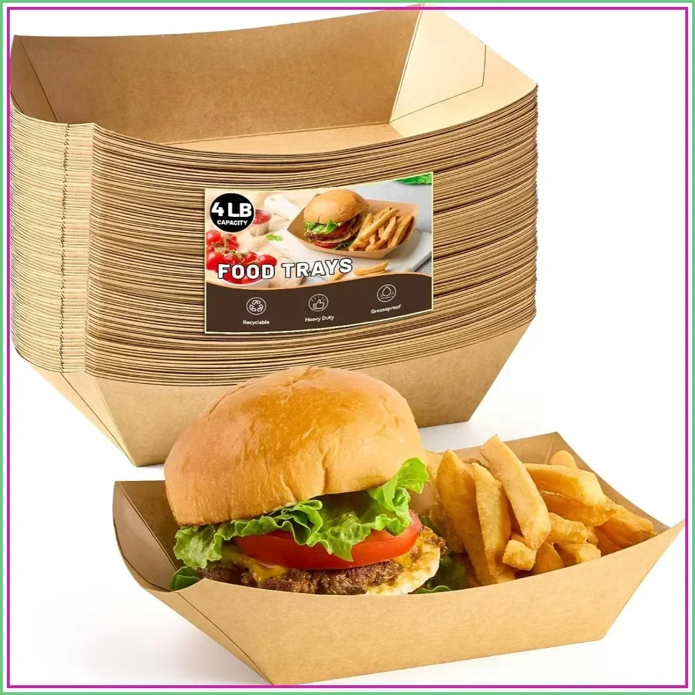 Food Snacks Images - Large Kraft Paper Food Trays 50