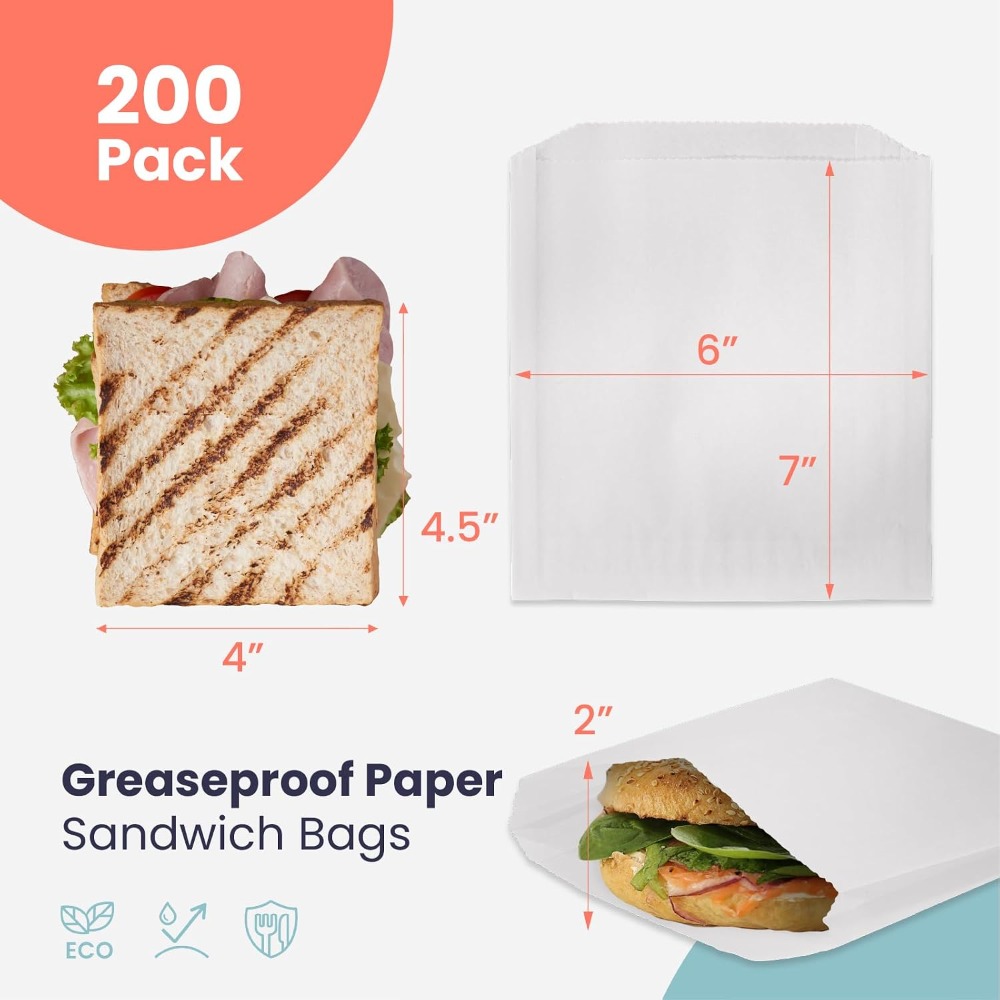 200 Pack Greaseproof Sandwich  - Food Snacks Images 评论和价格
