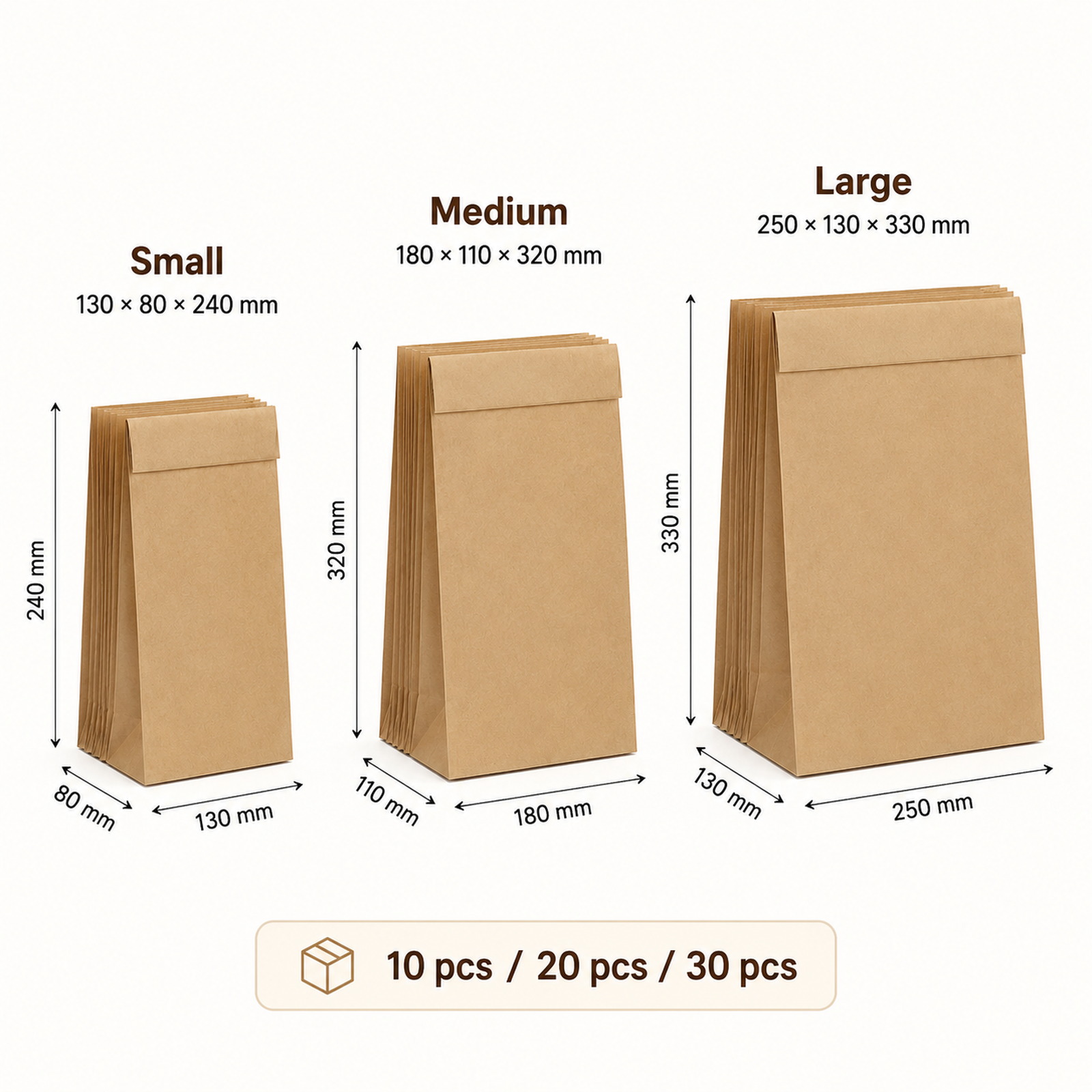 10-30Pcs Recyclable Brown Kraf - Food Day Snacks 评论和价格