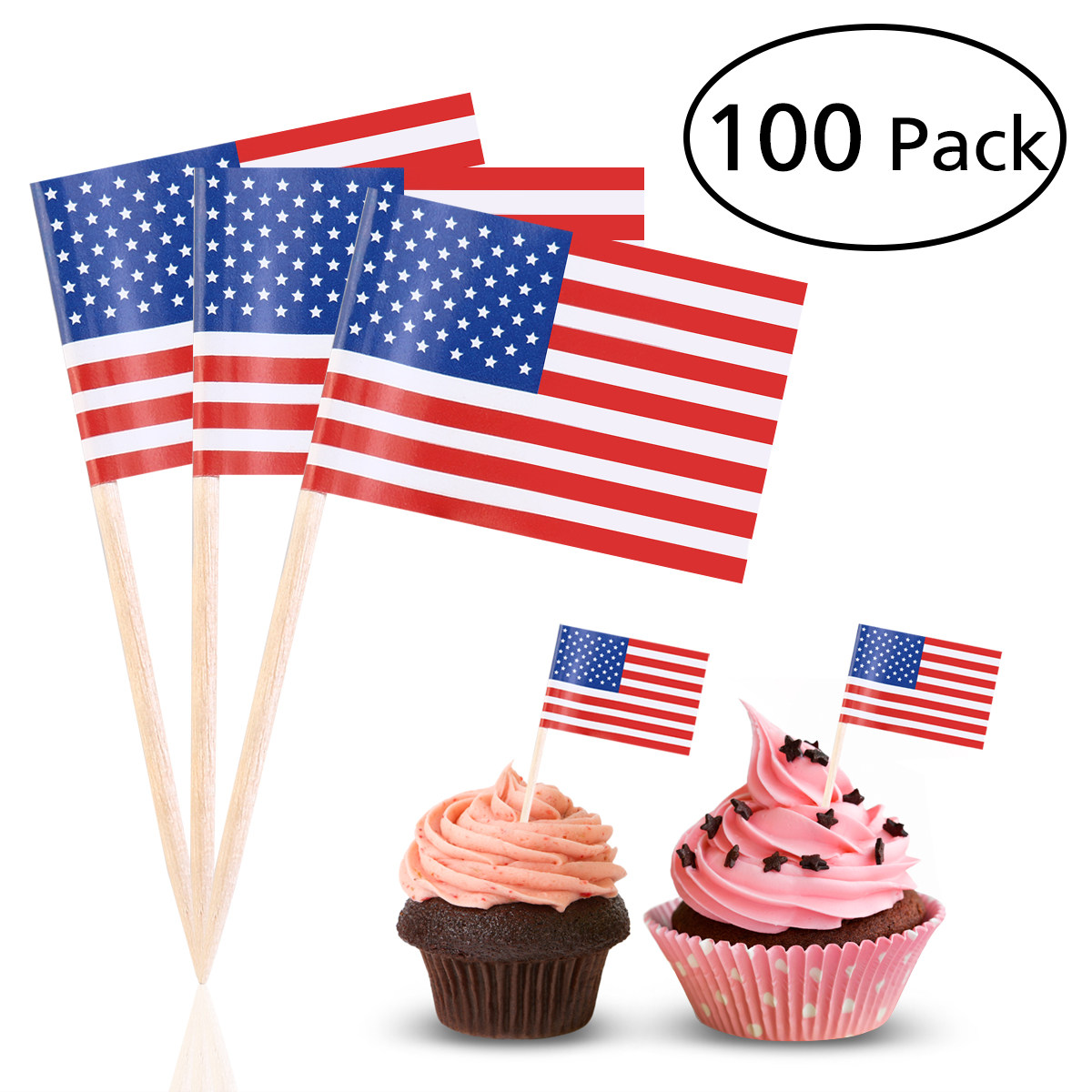 100Pcs American Flag Picks 2.5 - Food Snacks Party 评论和价格