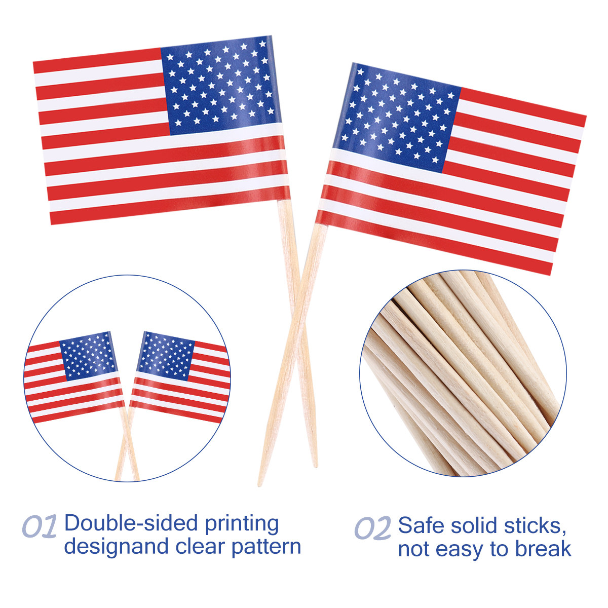 100Pcs American Flag Picks 2.5 - Food Snacks Party 评论和价格