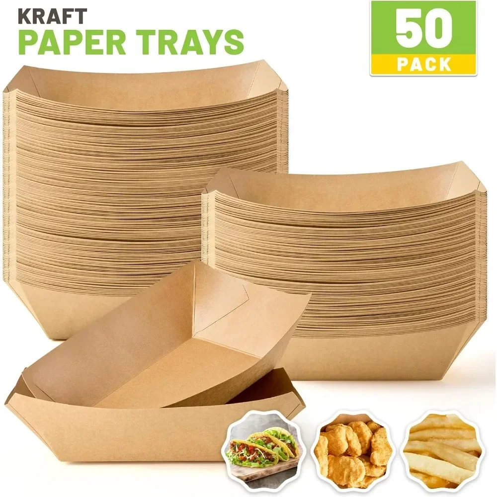 Large Kraft Paper Food Trays 5 - Food Snacks Images 评论和价格