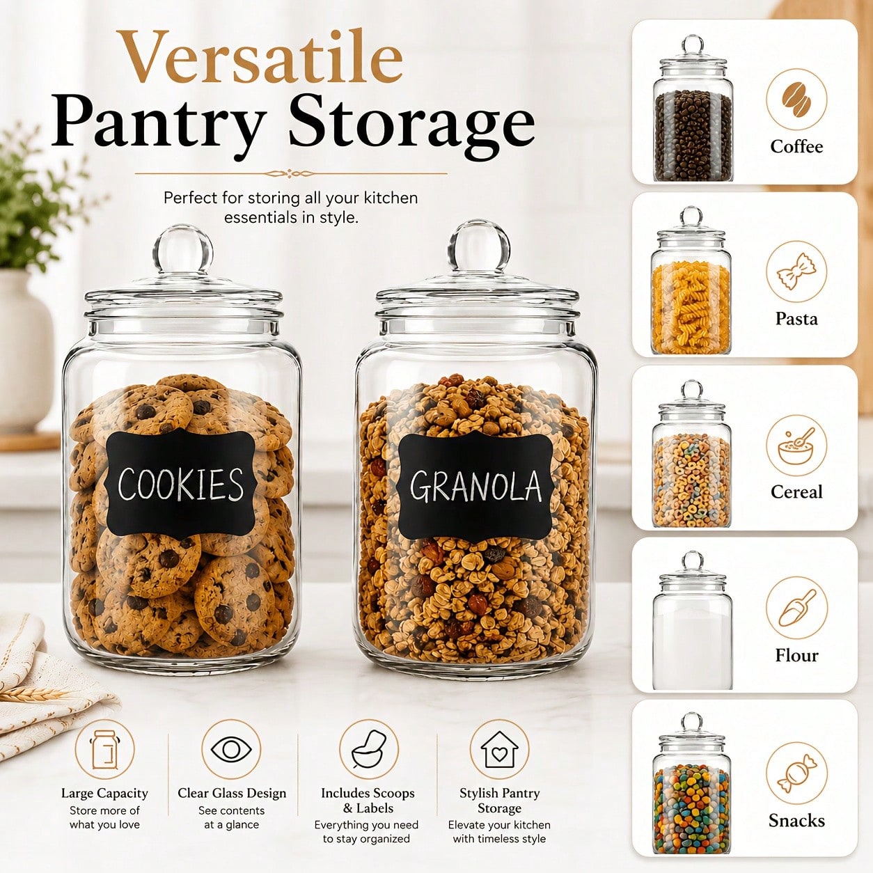 2-Piece Set Of Glass Storage J - Food Snacks Label 评论和价格