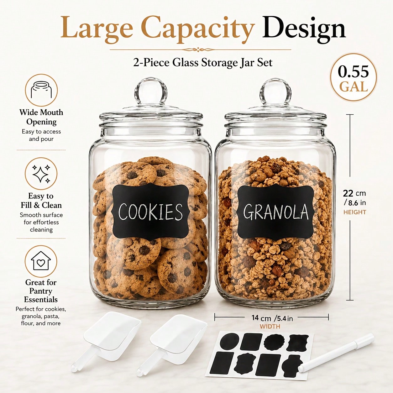 2-Piece Set Of Glass Storage J - Food Snacks Label 评论和价格