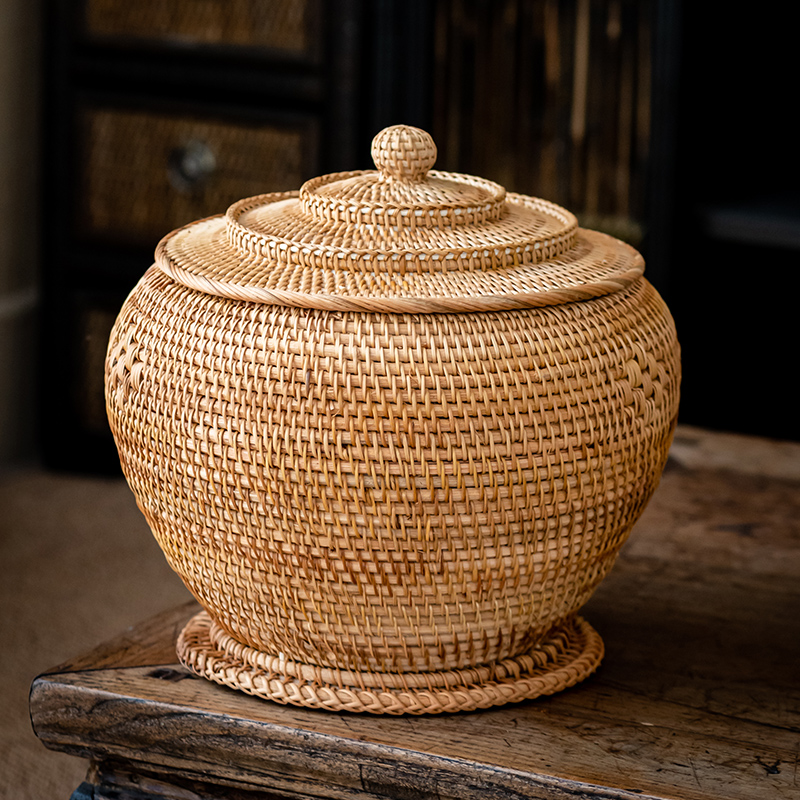 Handwoven Rattan Tea Storage B - Food Snacks That Are Green 评论和价格