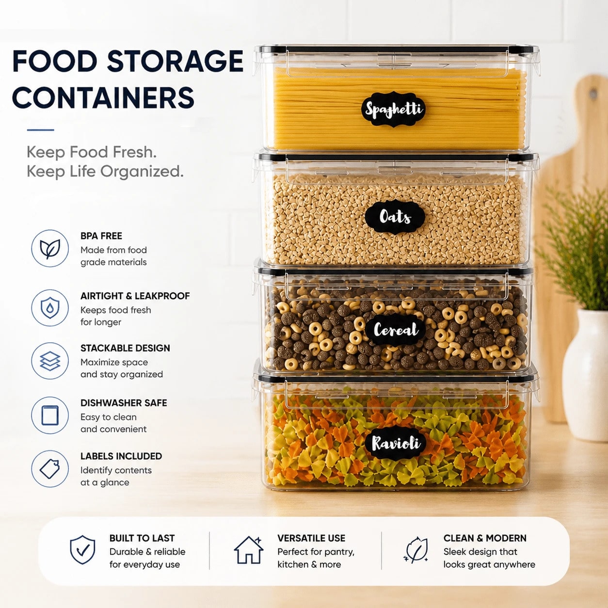 8PCS Airtight Food Storage Con - Food Snacks Label 评论和价格